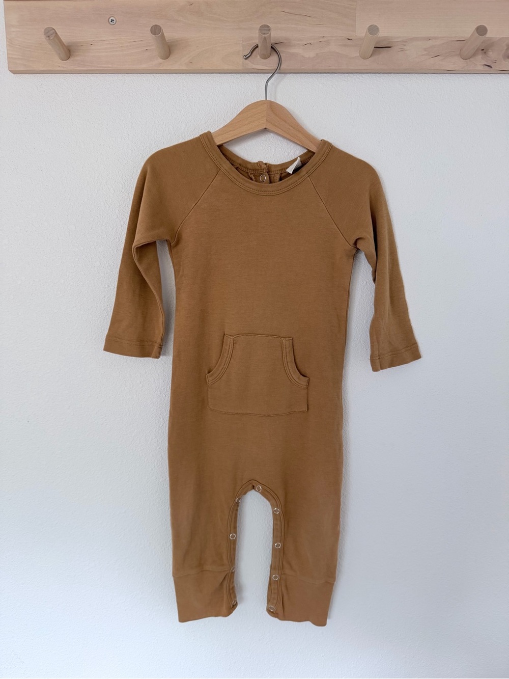 Kate Quinn Baby Long-Sleeve One-Piece Romper in Brown